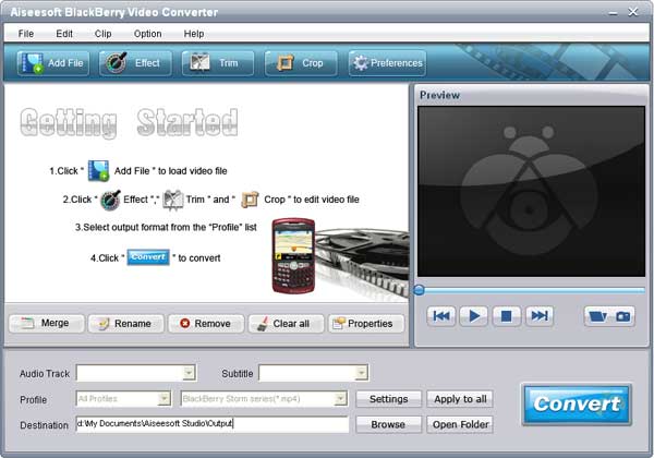 BlackBerry Video Converter - add file