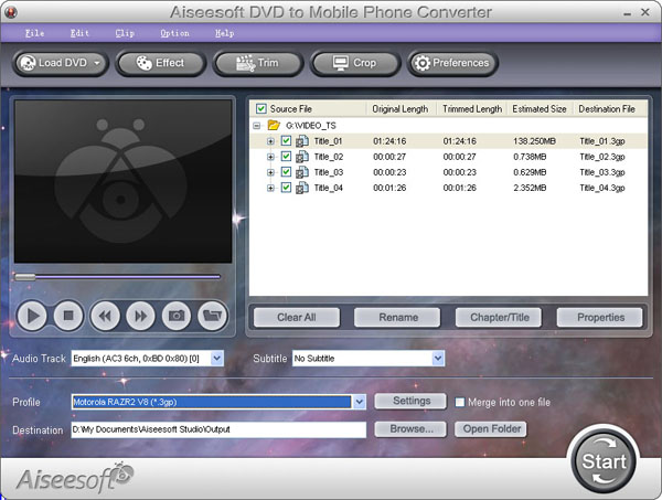 Convert DVD movie to phone