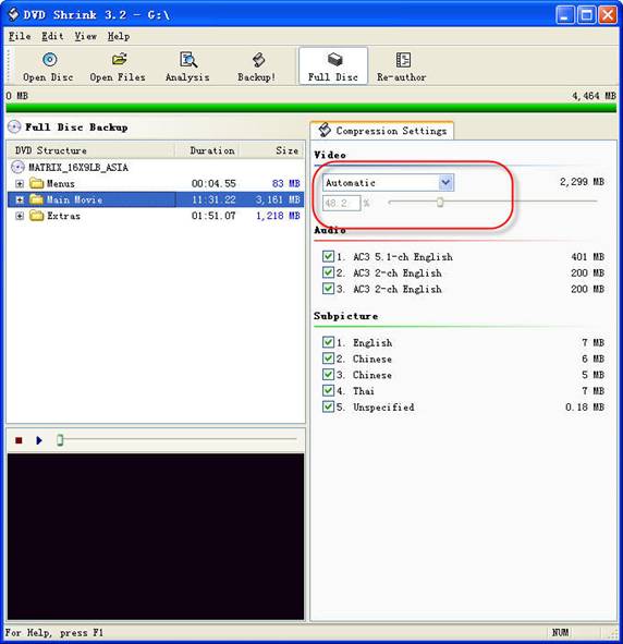 backup DVD Movie - setting