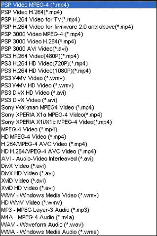 PSP Movie Converter - profile