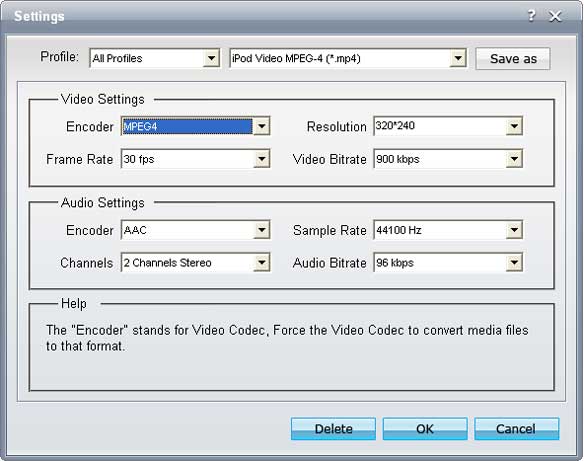Total Video Converter - settings