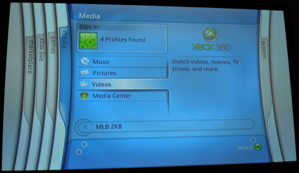 Xbox 360 - Media Tab 