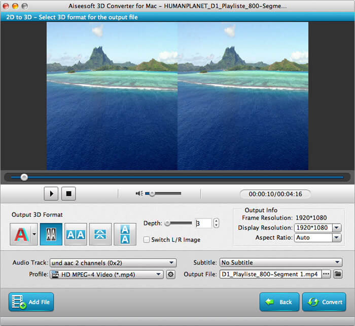 Screenshot of Aiseesoft 3D Converter for Mac