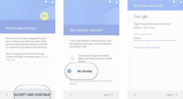 Add Google account into your new phone
