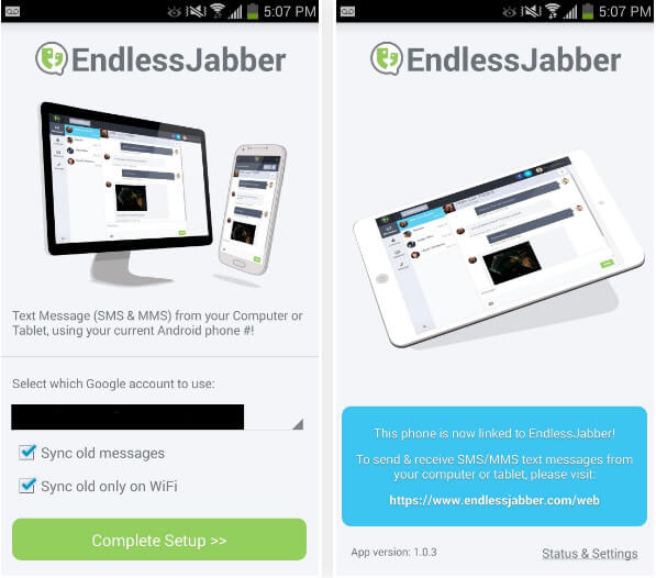 Install EndlessJabber SMS App on Android