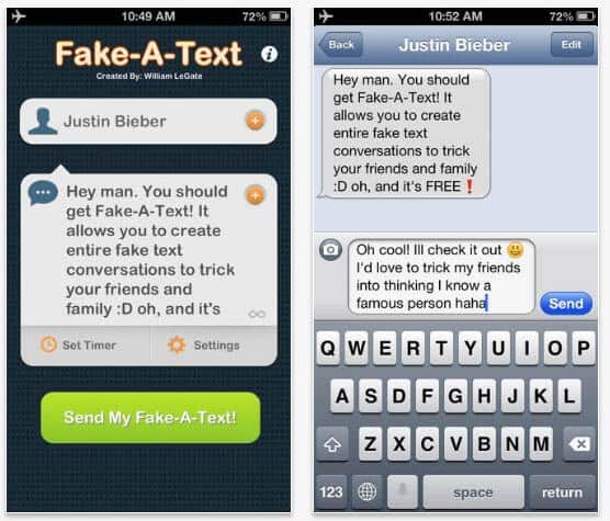 Fake Text Message on iOS