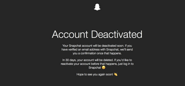 Snapchat Account Deactivated