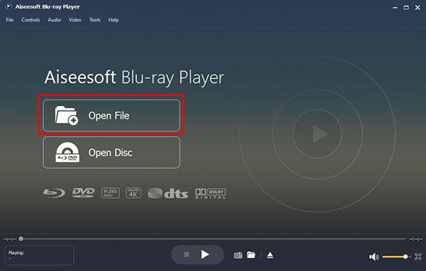 Run Blu-ray Player Click Open File