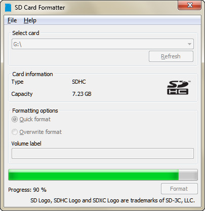 Format SD card with formatter