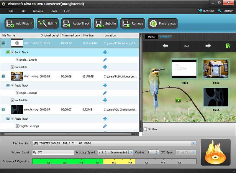 Aiseesoft DivX to DVD Converter Screenshot