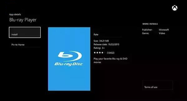 Xbox One Blu-ray Disc App