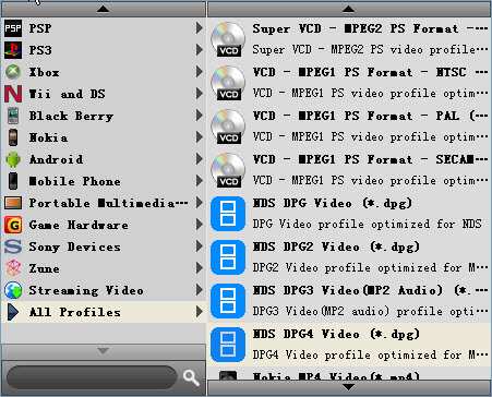 choose output DPG format