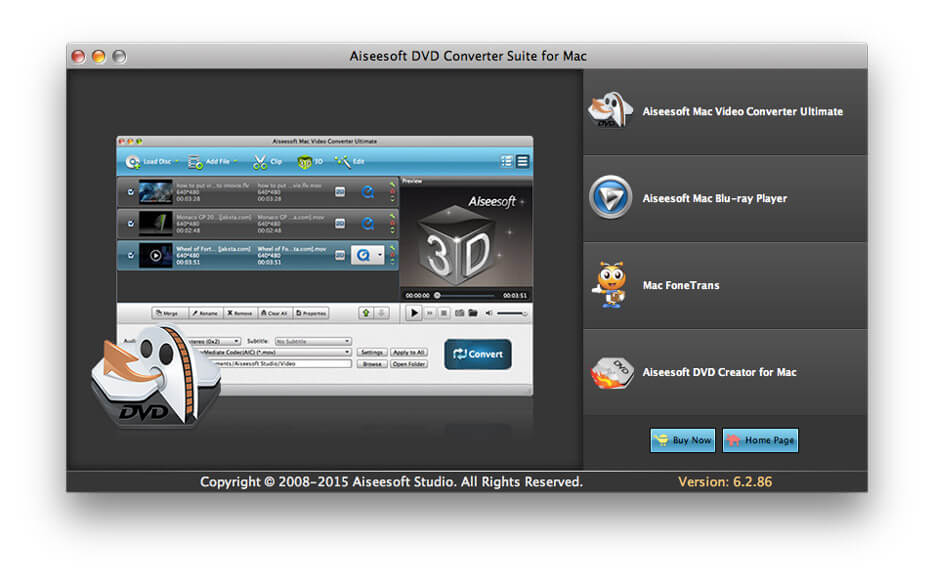 Screenshot of Aiseesoft DVD Converter Suite for Mac