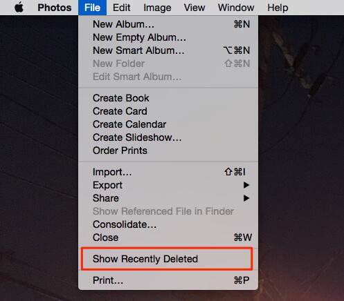 Show Recently Deleted Photos on Mac