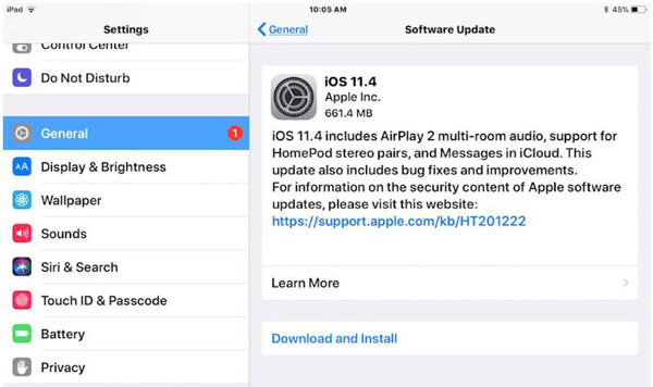 Upgrade iOS version on iPad