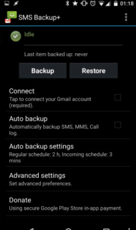 Restore the backup SMS