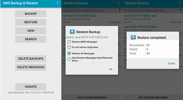 Restore SMS Backup on Android