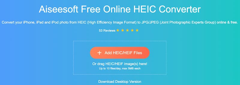 Aiseesoft Free Online HEIC Converter