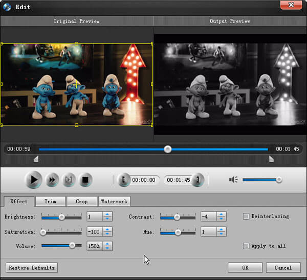 edit output Blu-ray effect