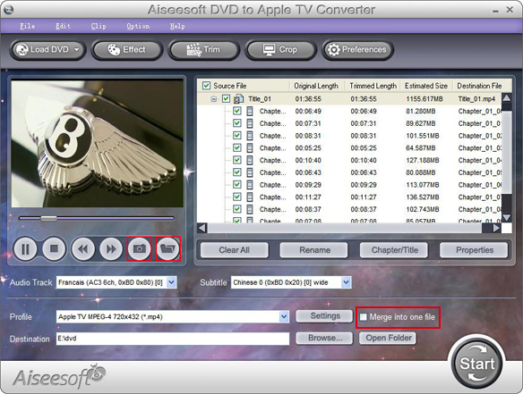 Capture your favorite image and Merge several Titles or Chapters into one file