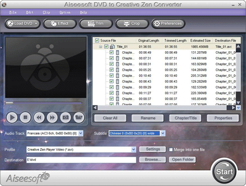 Aiseesoft DVD to Creative Zen Converter