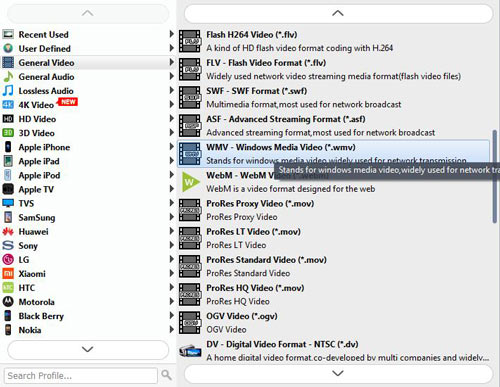 choose output WMV format