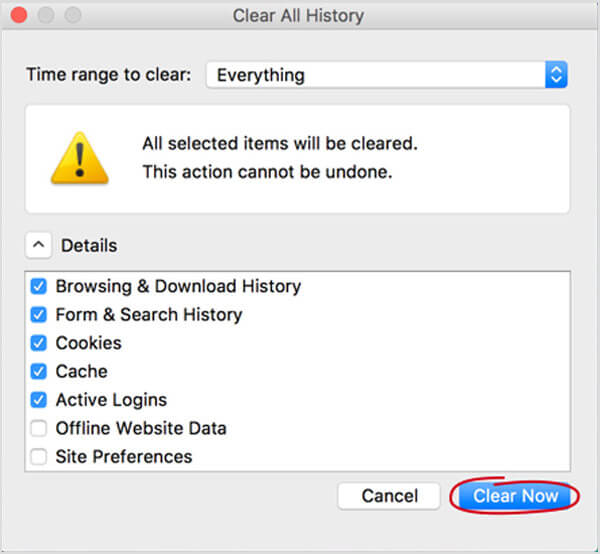 Clear Firefox cache on Mac