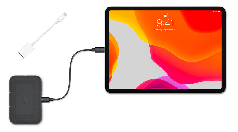 Connect iPad to External Drive with USB Adapter