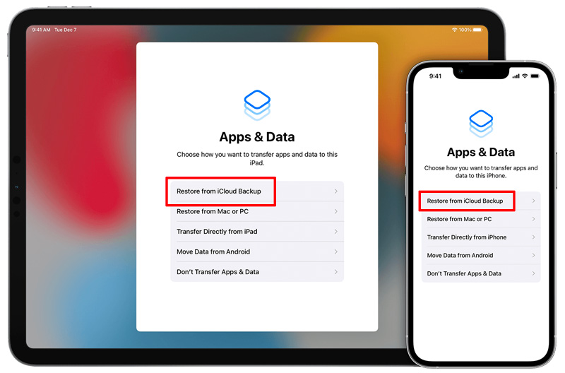 Restore iPhone iPad from iCloud Backup while Setup
