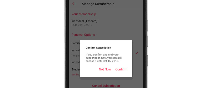 Cancel iTunes Subscription on Android