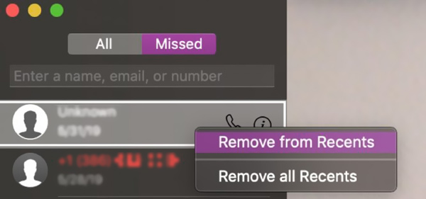 Clear Recents FaceTime History on Mac