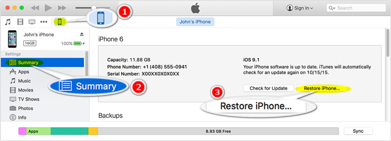 Restore iPhone to Factory Settings