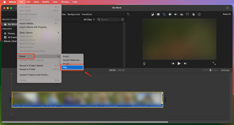 Convert MP4 to MOV in iMovie