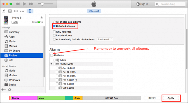 Delete iPhone Album via iTunes