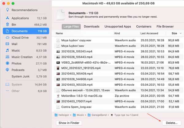 Delete Files Storage Manager