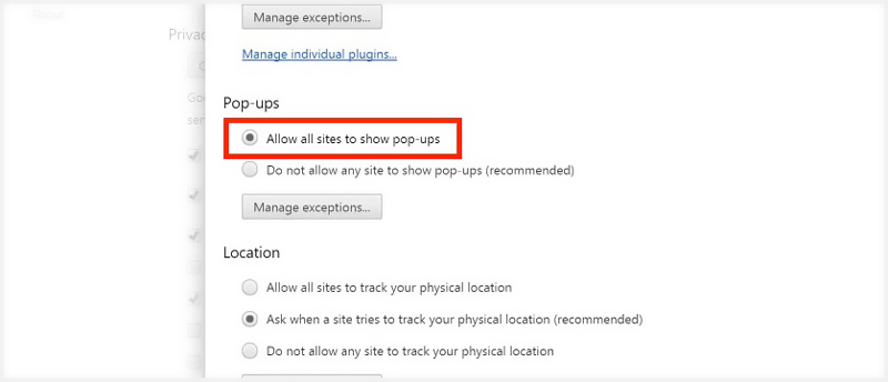 Allow All Sites To Show Pop Ups Chrome Mac