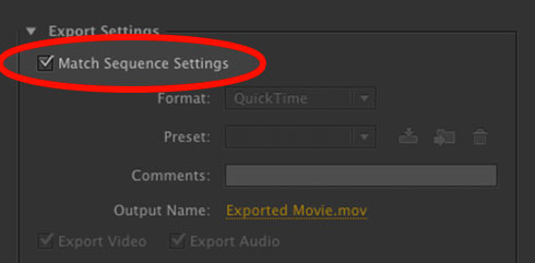Export Sequence Settings
