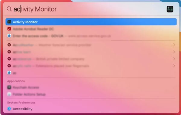 Find And Open Activity Monitor Through Spotlight
