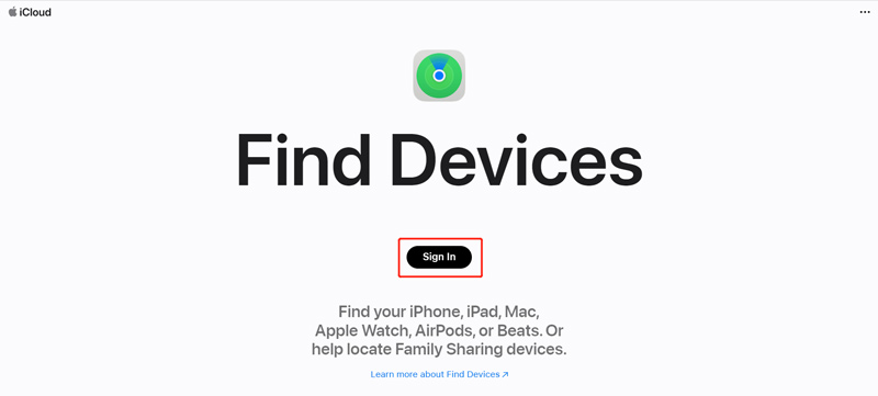 Sign In iCloud Find