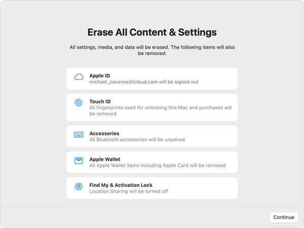 Erase All Content Settings on Mac