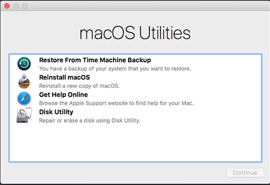 Restore mac from Time machine
