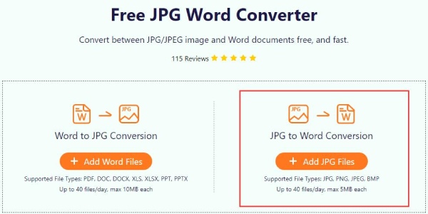 JPG to Word Conversion Add Files