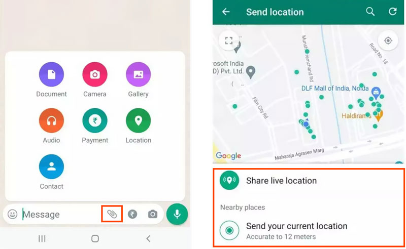 Share Location on WhatsApp Android