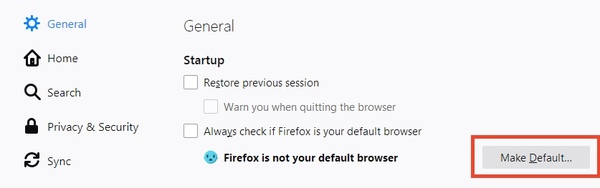 Set firefox as default browser