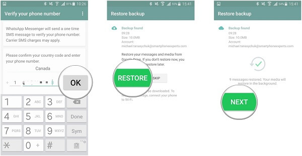 Restore WhatsApp Google 