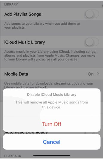 Disable iCloud Music Library