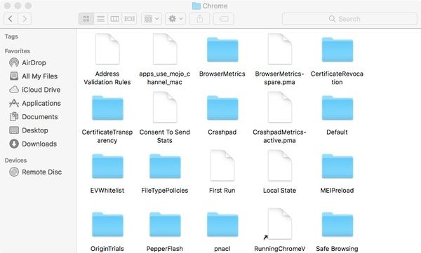 Delete google chrome related files on mac