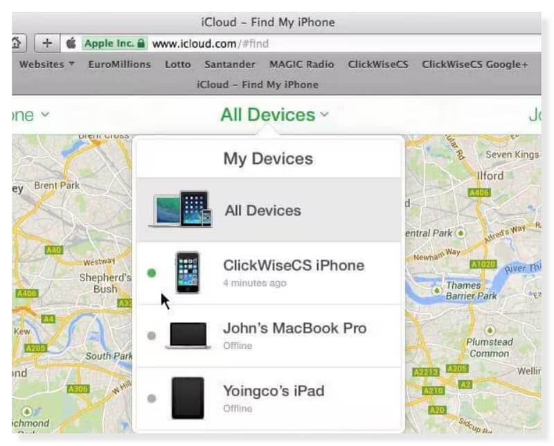 iCloud All Devices Erase iPhone