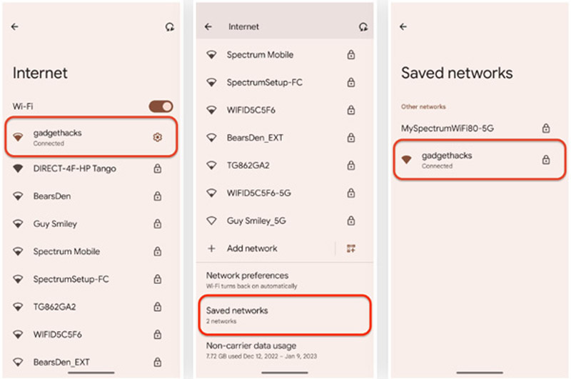 View Saved WiFi Networks on Android