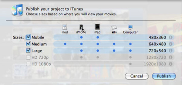 Export iMovie iTunes